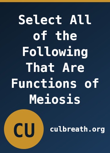 Select All of the Following That Are Functions of Meiosis