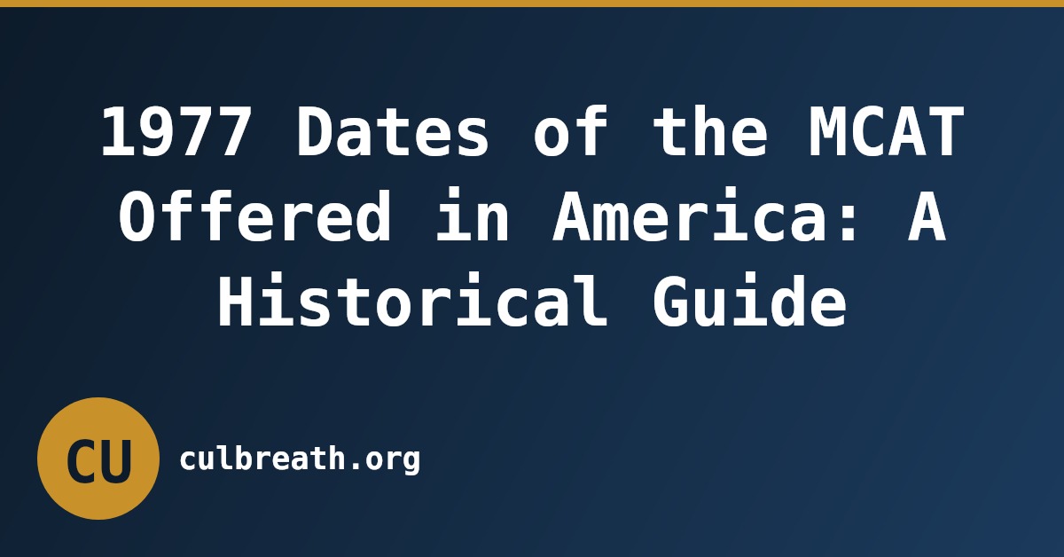 1977 Dates of the MCAT Offered in America: A Historical Guide