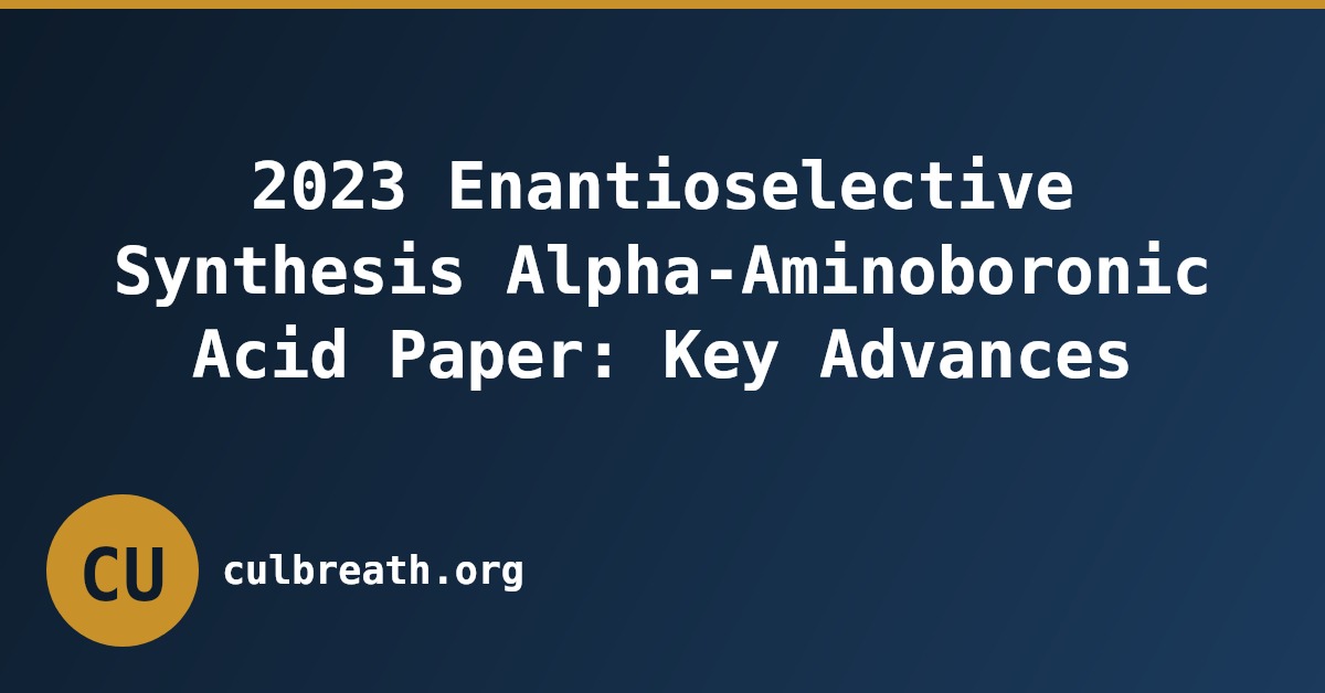 2023 Enantioselective Synthesis Alpha-Aminoboronic Acid Paper: Key Advances