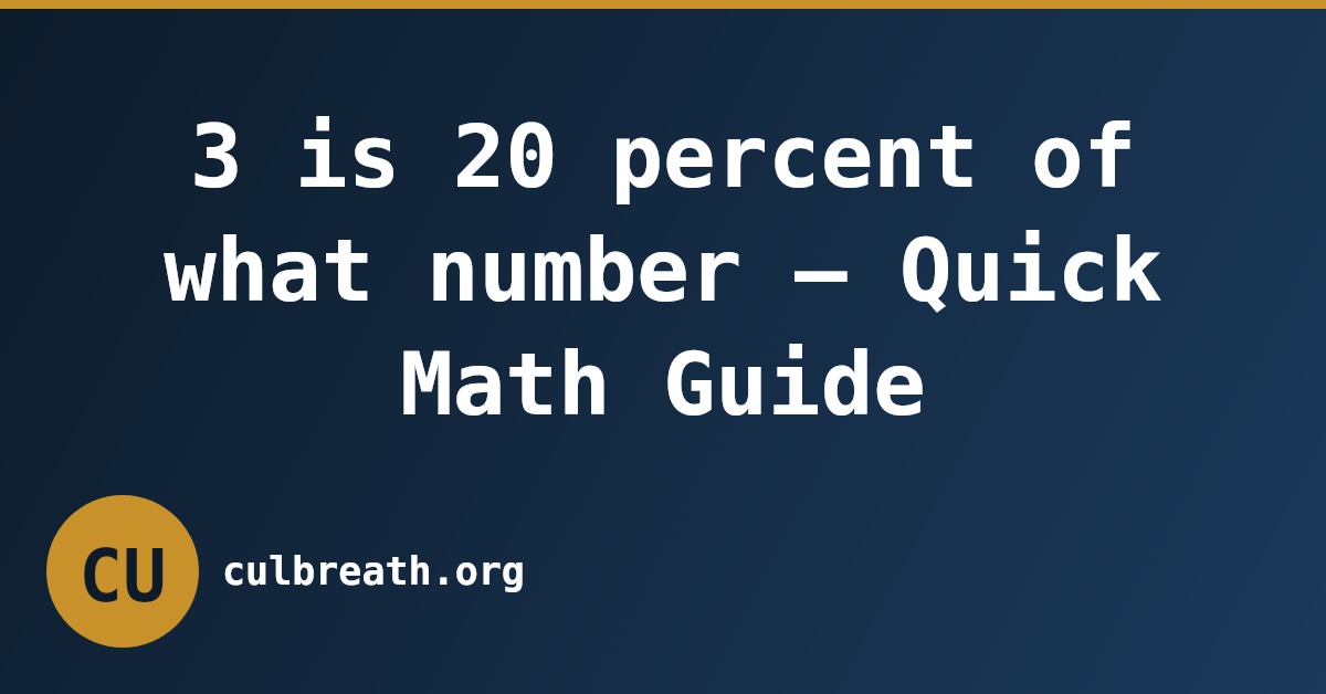 3 is 20 percent of what number – Quick Math Guide