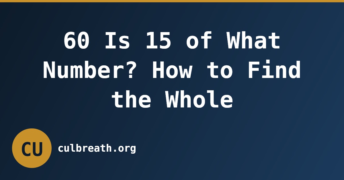 60 Is 15 of What Number? How to Find the Whole