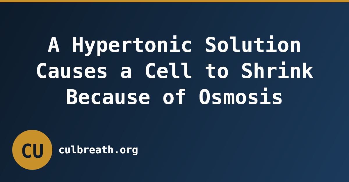 A Hypertonic Solution Causes a Cell to Shrink Because of Osmosis