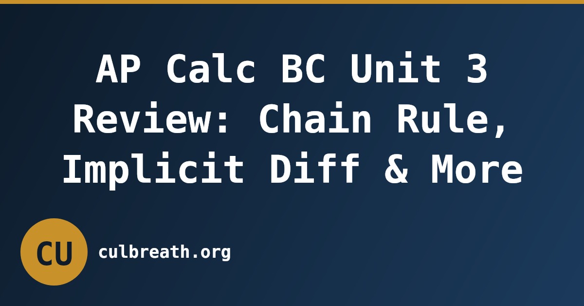 AP Calc BC Unit 3 Review: Chain Rule, Implicit Diff & More