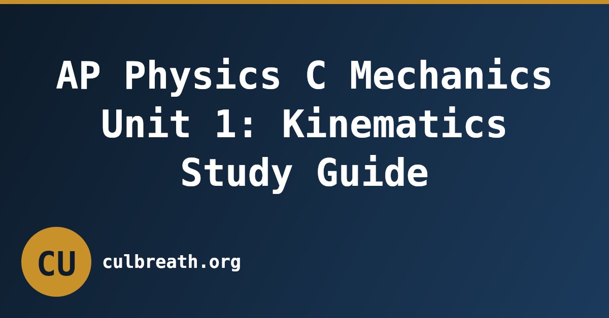 AP Physics C Mechanics Unit 1: Kinematics Study Guide
