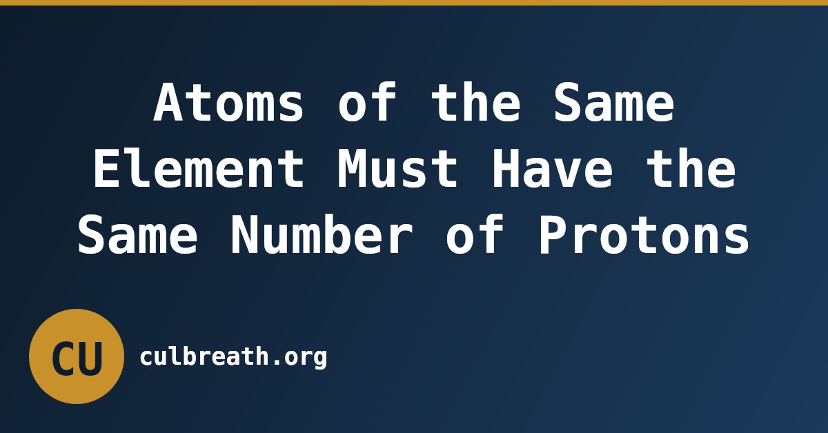 Atoms of the Same Element Must Have the Same Number of Protons