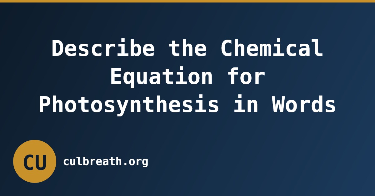 Describe the Chemical Equation for Photosynthesis in Words
