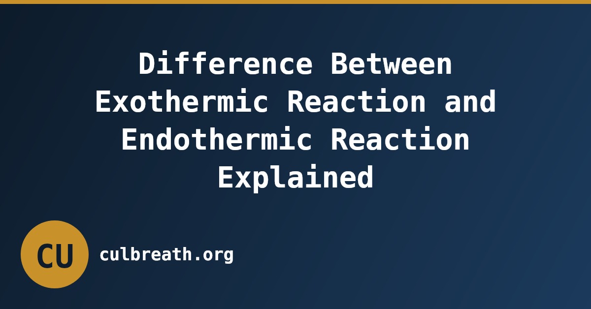 Difference Between Exothermic Reaction and Endothermic Reaction Explained