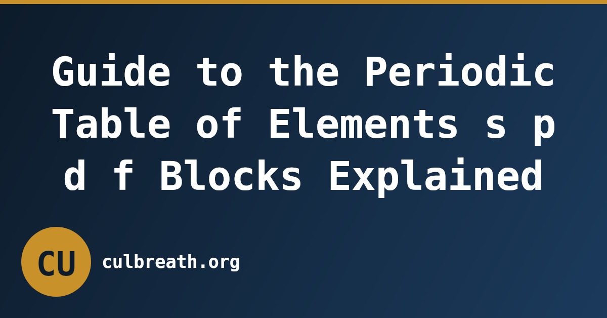 Guide to the Periodic Table of Elements s p d f Blocks Explained