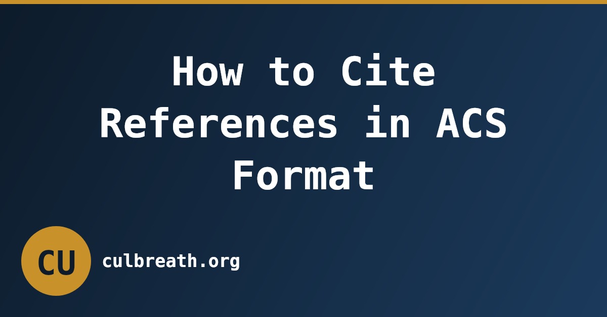 How to Cite References in ACS Format