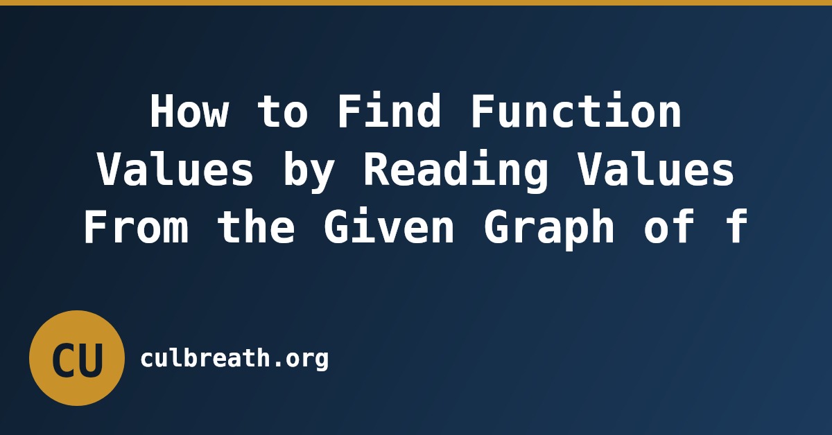 How to Find Function Values by Reading Values From the Given Graph of f