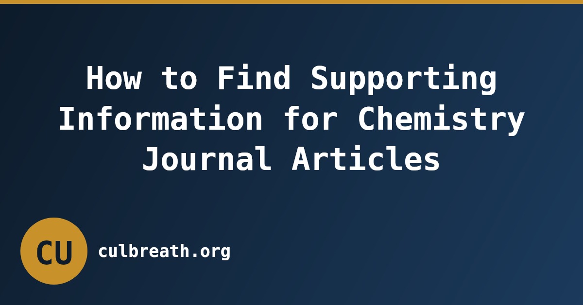 How to Find Supporting Information for Chemistry Journal Articles