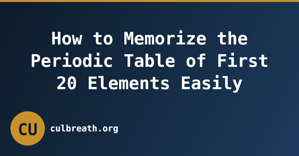 How to Memorize the Periodic Table of First 20 Elements Easily