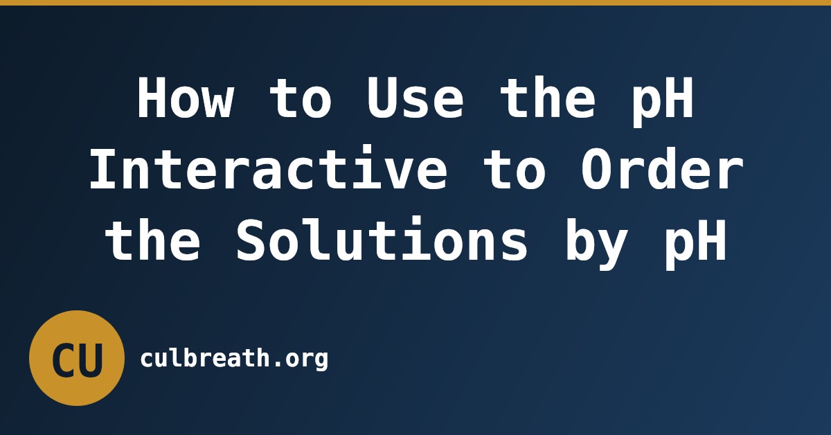 How to Use the pH Interactive to Order the Solutions by pH