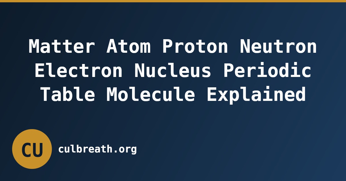 Matter Atom Proton Neutron Electron Nucleus Periodic Table Molecule Explained