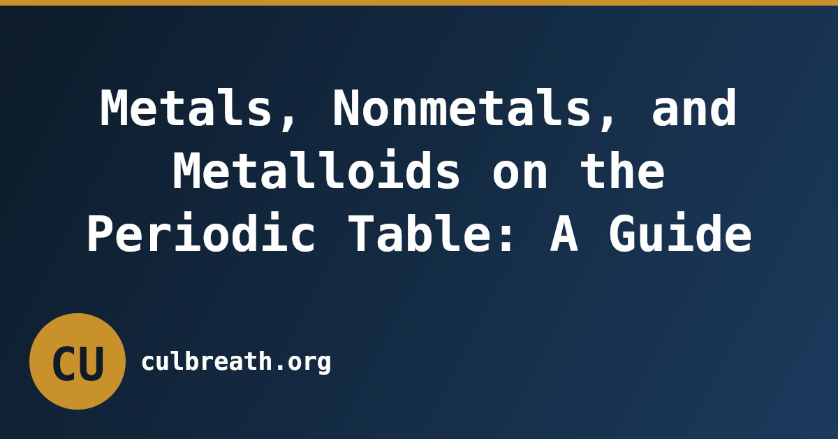 Metals, Nonmetals, and Metalloids on the Periodic Table: A Guide