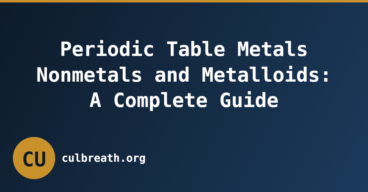 Periodic Table Metals Nonmetals and Metalloids: A Complete Guide