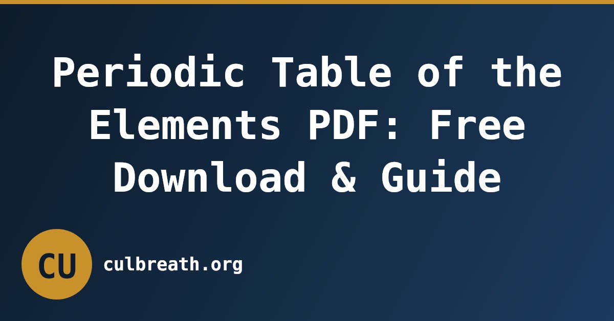 Periodic Table of the Elements PDF: Free Download & Guide