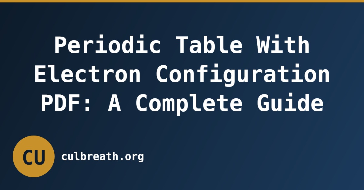 Periodic Table With Electron Configuration PDF: A Complete Guide