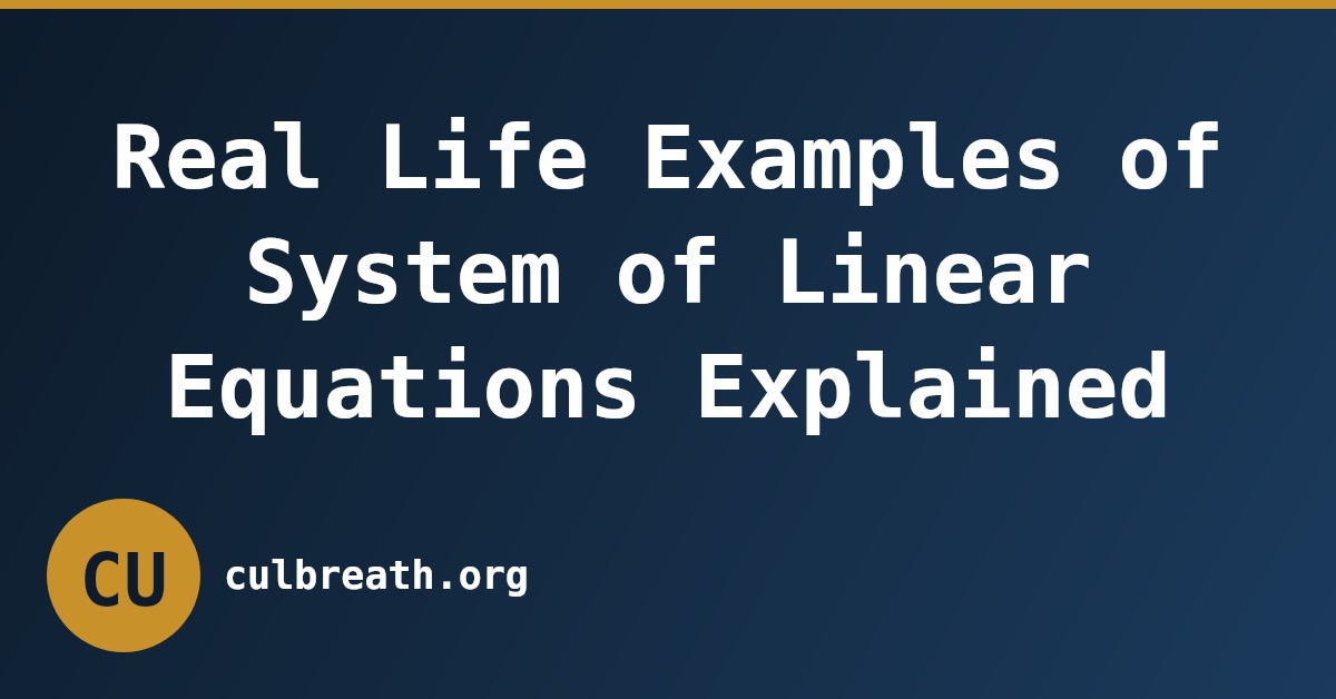 Real Life Examples of System of Linear Equations Explained