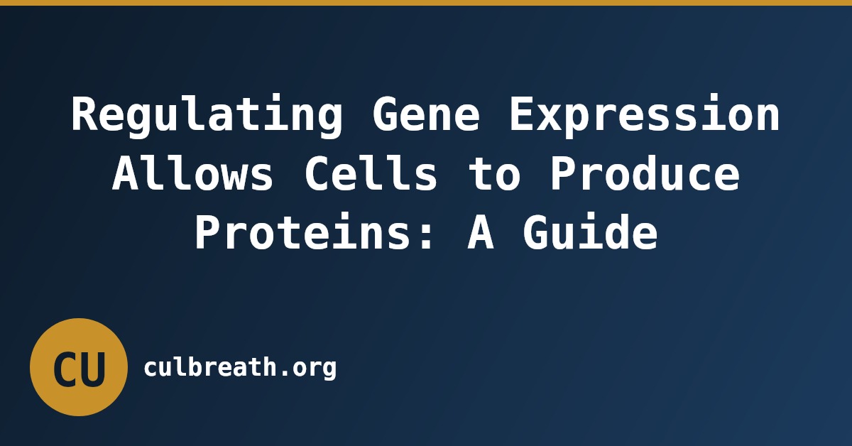 Regulating Gene Expression Allows Cells to Produce Proteins: A Guide