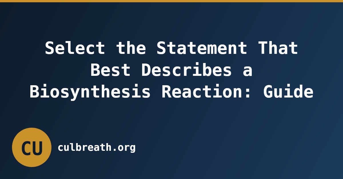 Select the Statement That Best Describes a Biosynthesis Reaction: Guide
