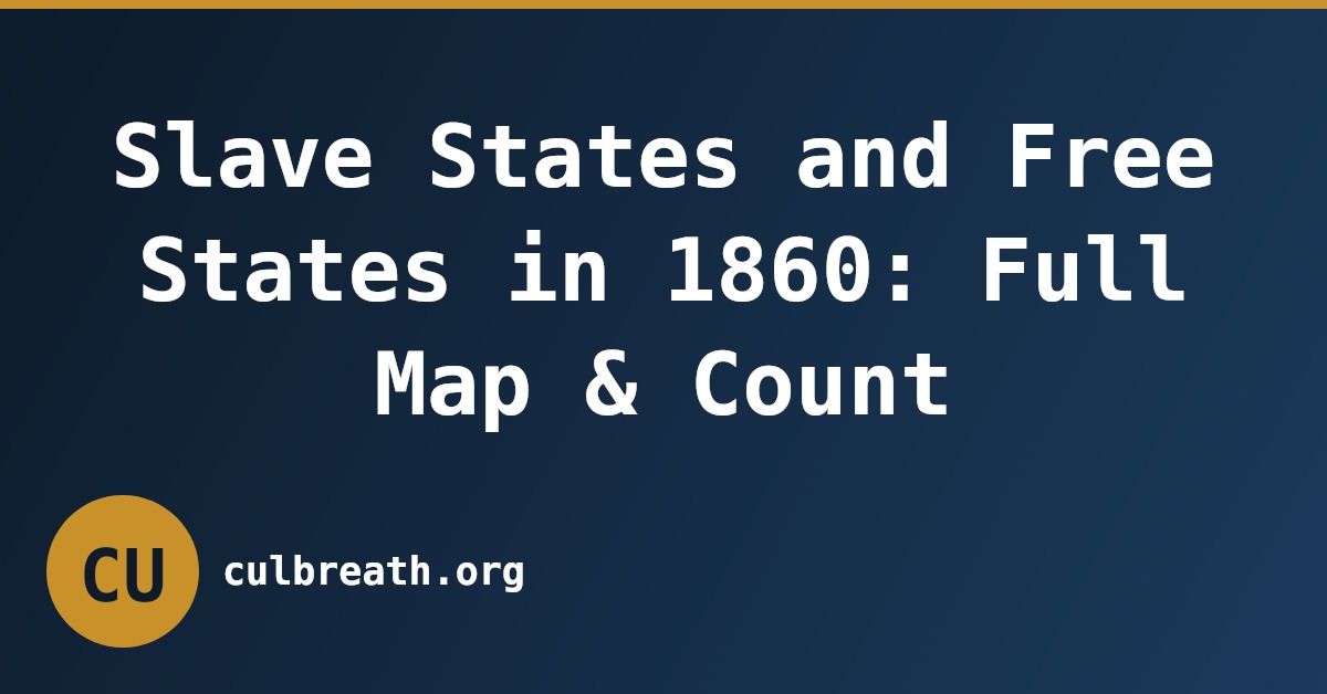 Slave States and Free States in 1860: Full Map & Count