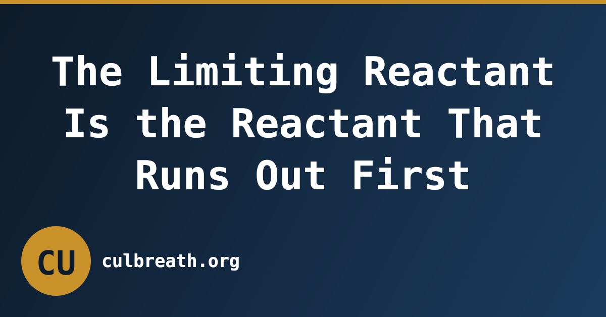 The Limiting Reactant Is the Reactant That Runs Out First