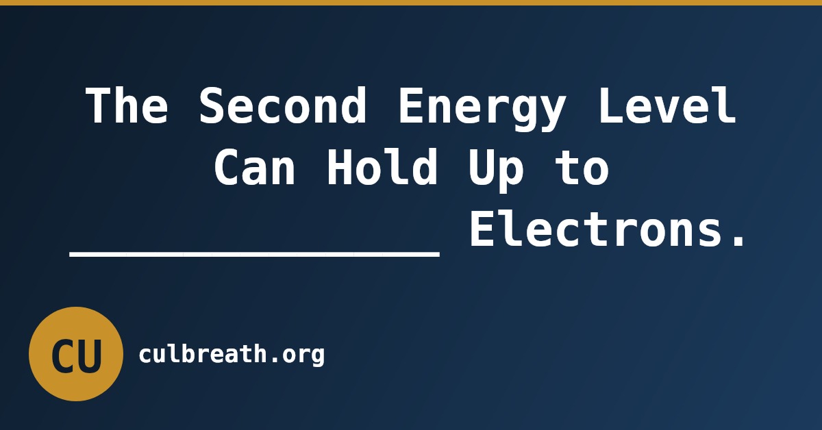 The Second Energy Level Can Hold Up to _____________ Electrons.