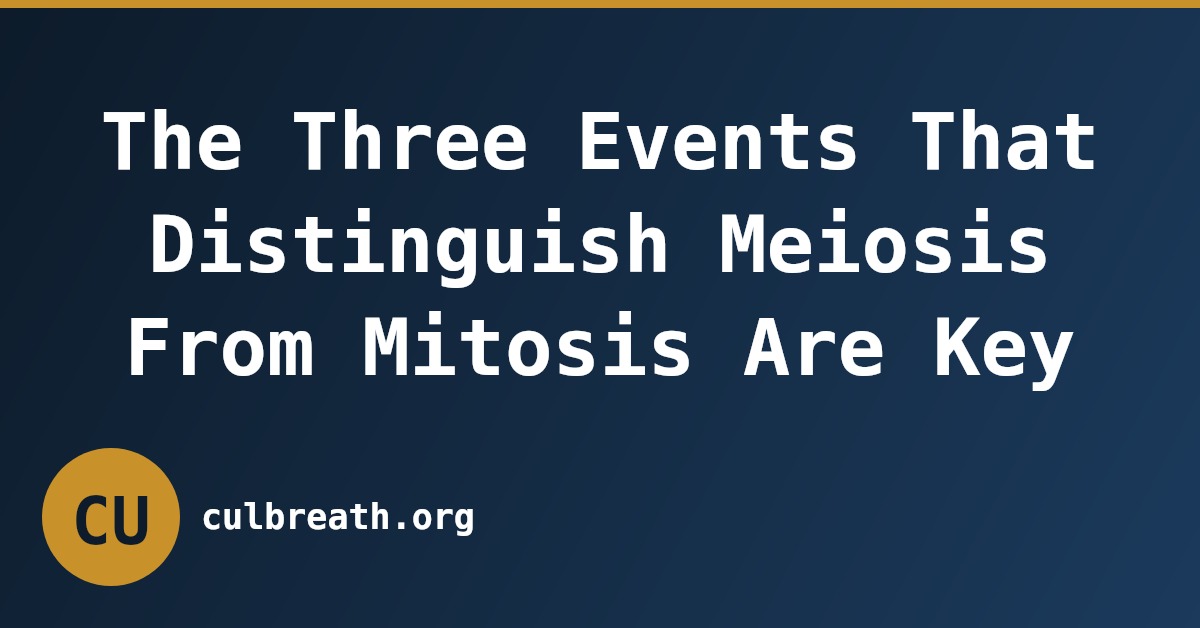 The Three Events That Distinguish Meiosis From Mitosis Are Key