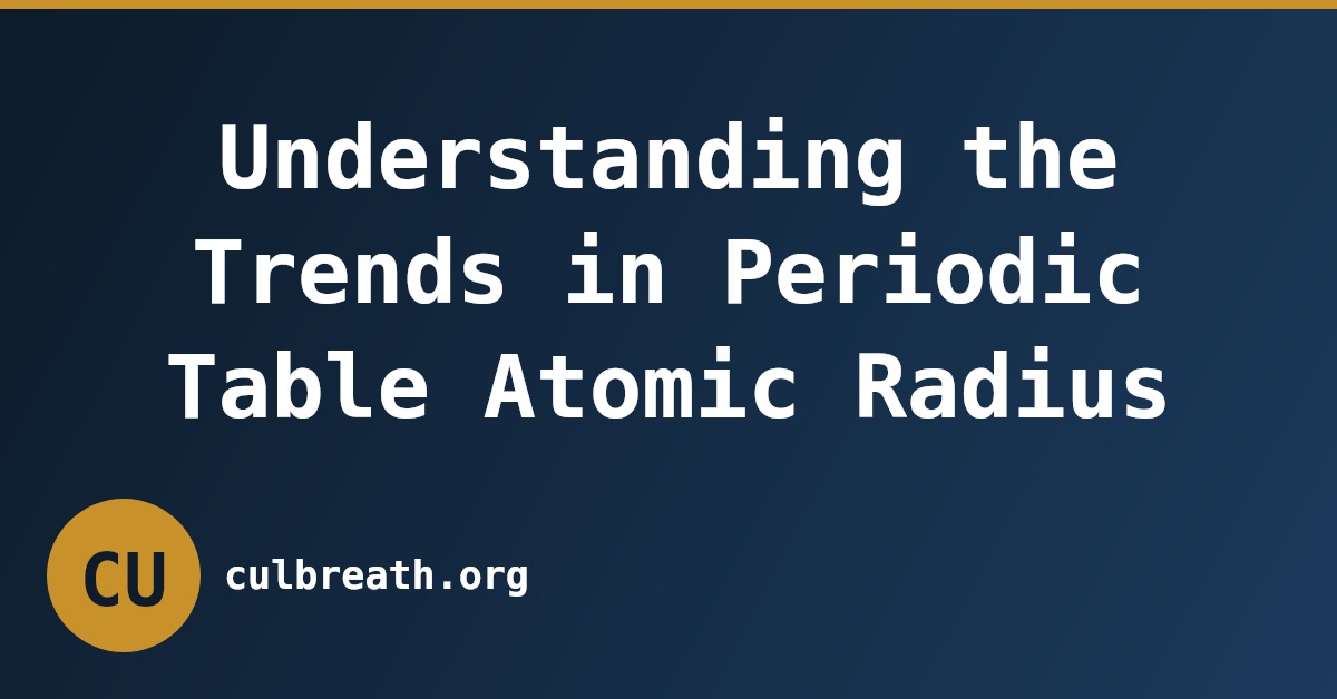 Understanding the Trends in Periodic Table Atomic Radius