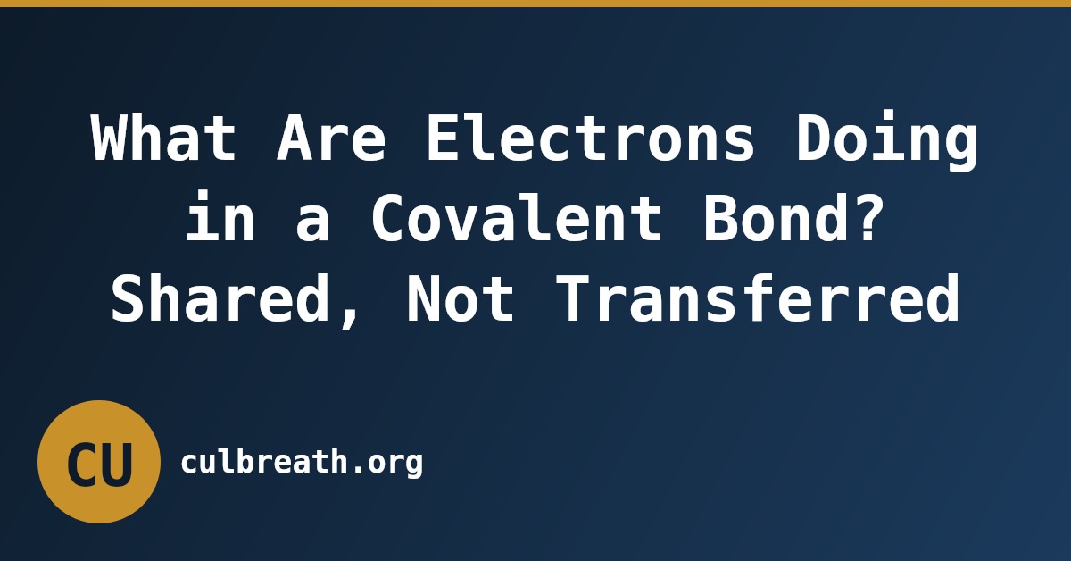 What Are Electrons Doing in a Covalent Bond? Shared, Not Transferred