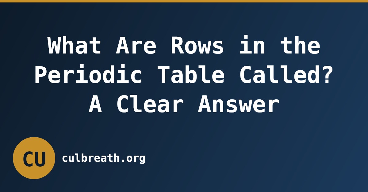 What Are Rows in the Periodic Table Called? A Clear Answer