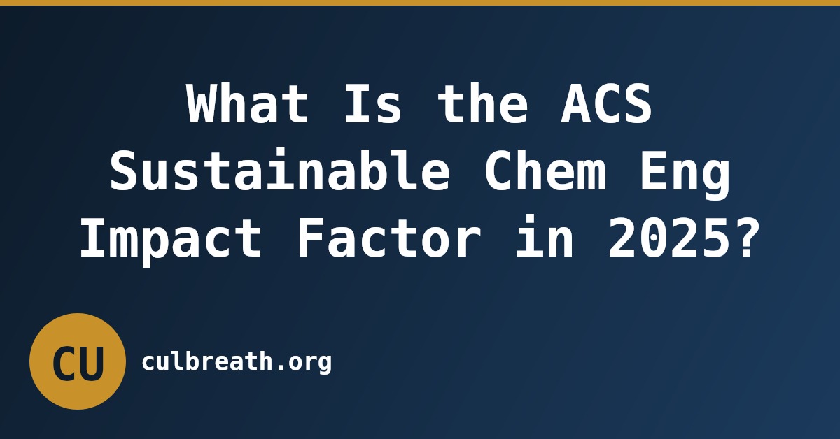 What Is the ACS Sustainable Chem Eng Impact Factor in 2025?
