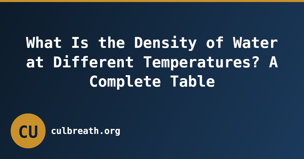 What Is the Density of Water at Different Temperatures? A Complete Table