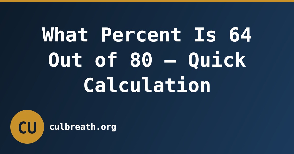 What Percent Is 64 Out of 80 — Quick Calculation