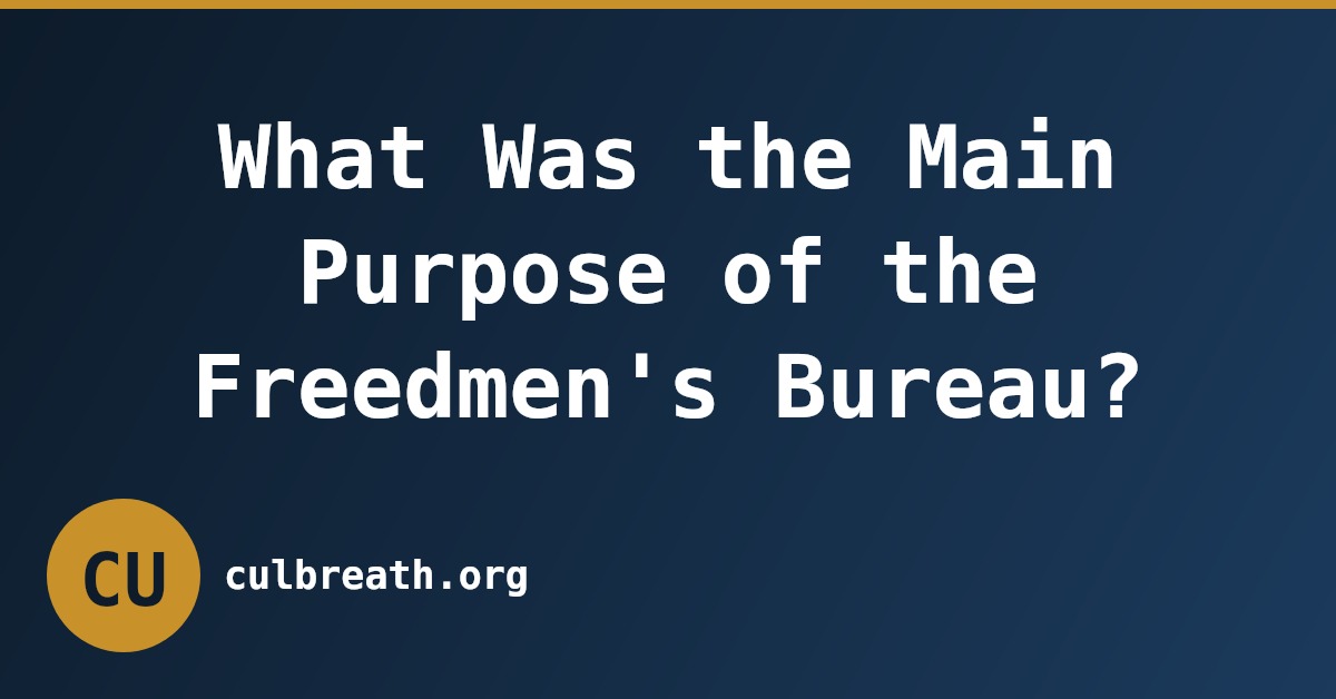 What Was the Main Purpose of the Freedmen's Bureau?