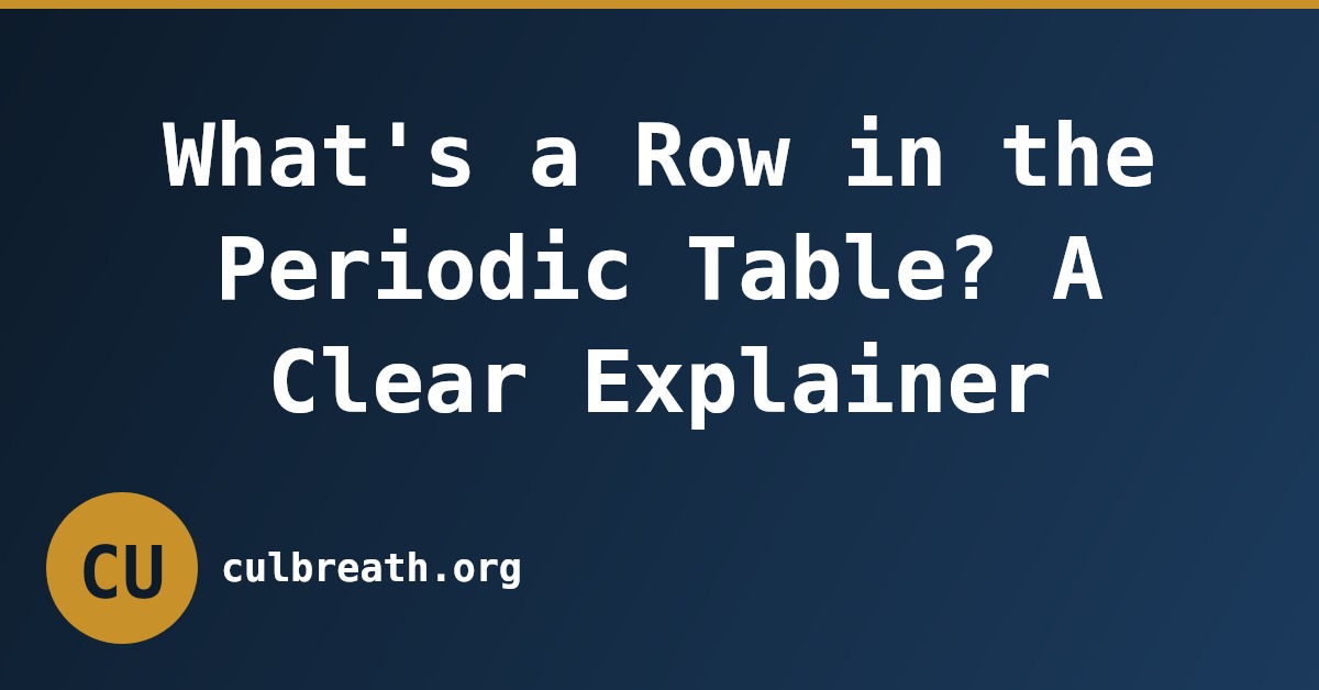 What's a Row in the Periodic Table? A Clear Explainer