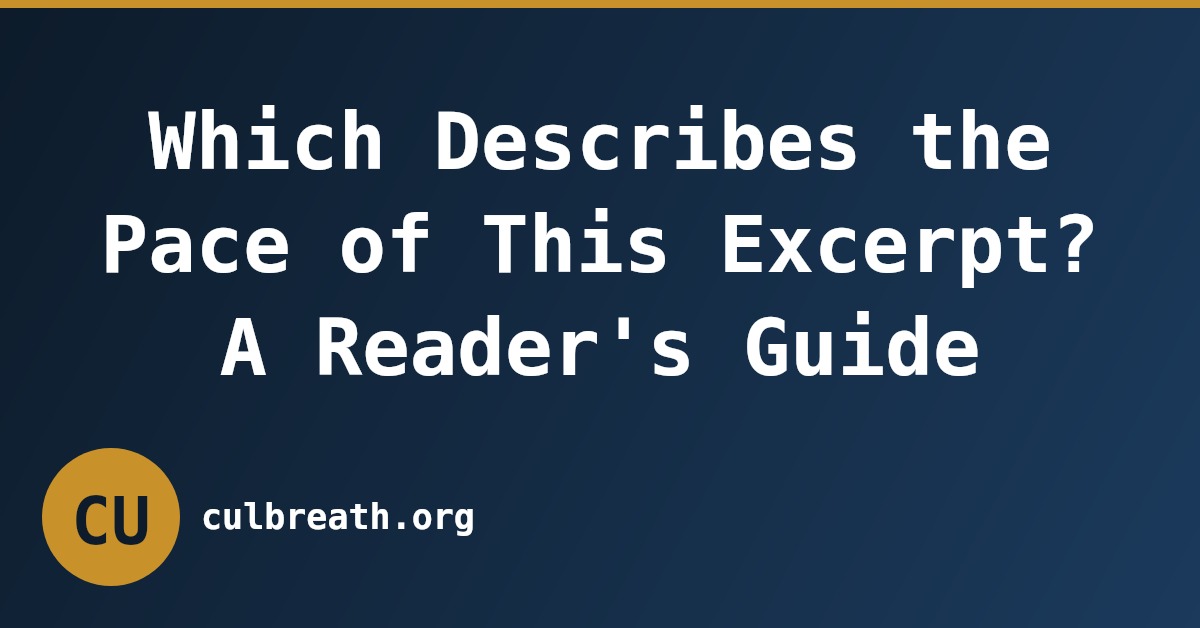 Which Describes the Pace of This Excerpt? A Reader's Guide