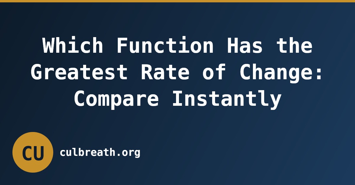 Which Function Has the Greatest Rate of Change: Compare Instantly